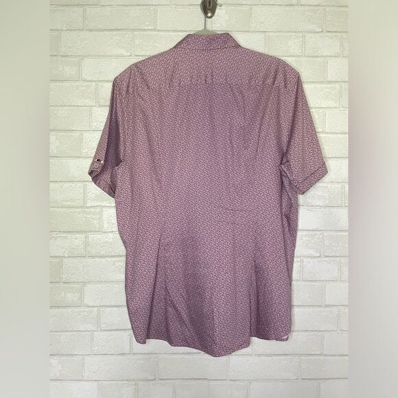 Ted Baker London Men’s Button Down Geo Print Short Sleeve Top size 6 - Picture 2 of 9